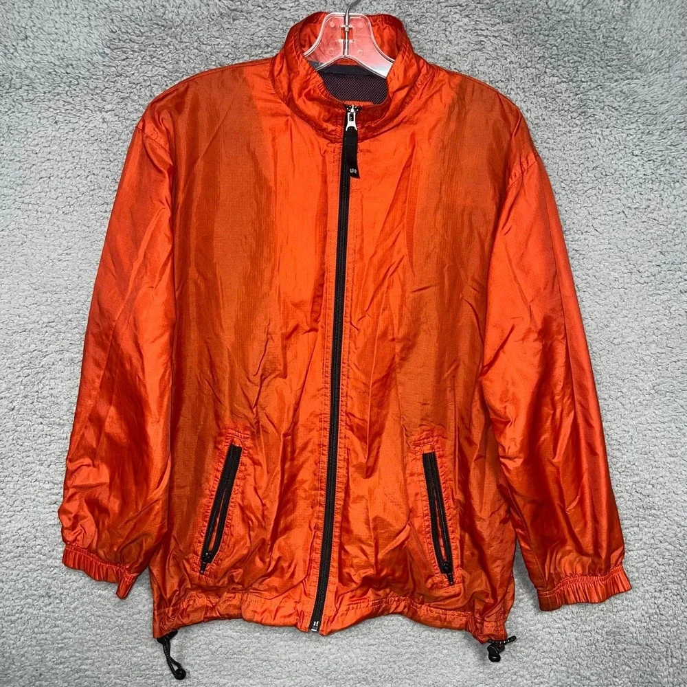 VTG Gap Windbreaker Youth Sz 2XL XXL (14-16)‎ Orange Full Zip Mesh Lined Jacket